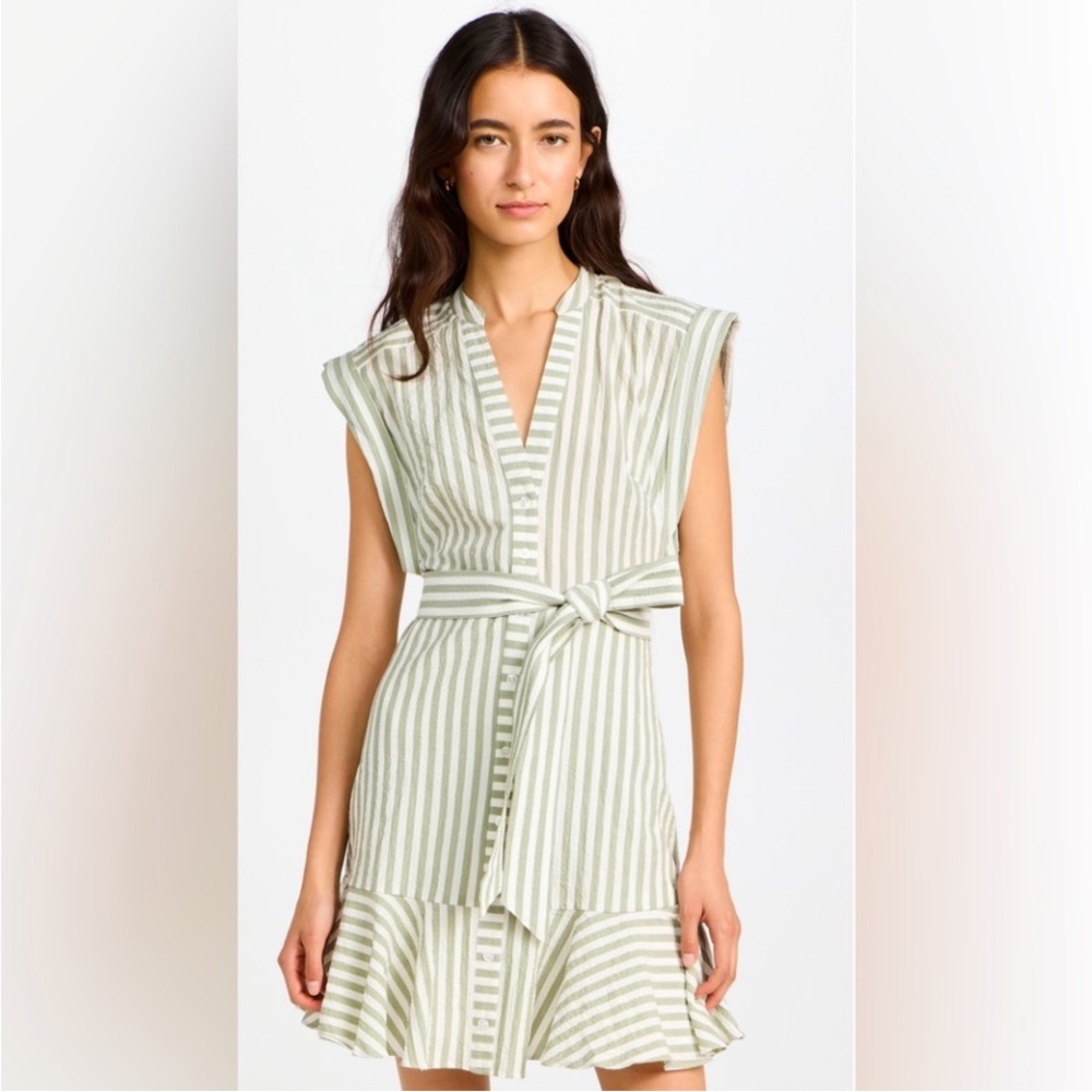 Veronica Beard Women’s Green Striped Avella Button Front Dress, Size 2